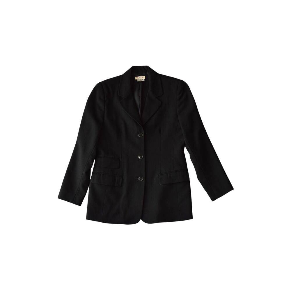 Vtg 90s Talbots Black 100% Wool Blazer Jacket Size 8 Made in USA Quiet Luxury